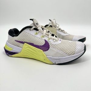Nike Women Metcon 7 White Light Lemon Twist Training Lifting Shoes Size 7.5
